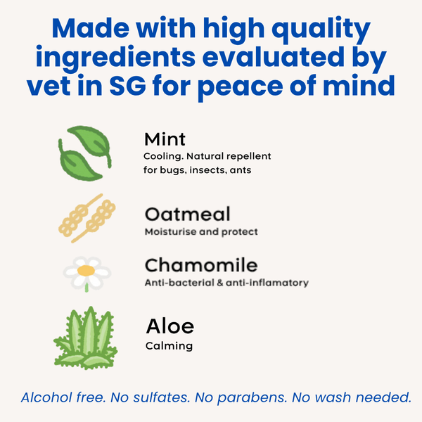 PawsofSoar Waterless Cooling Pet Shampoo Twin Pack - No Rinse Dry Shampoo for Dogs & Cats Singapore